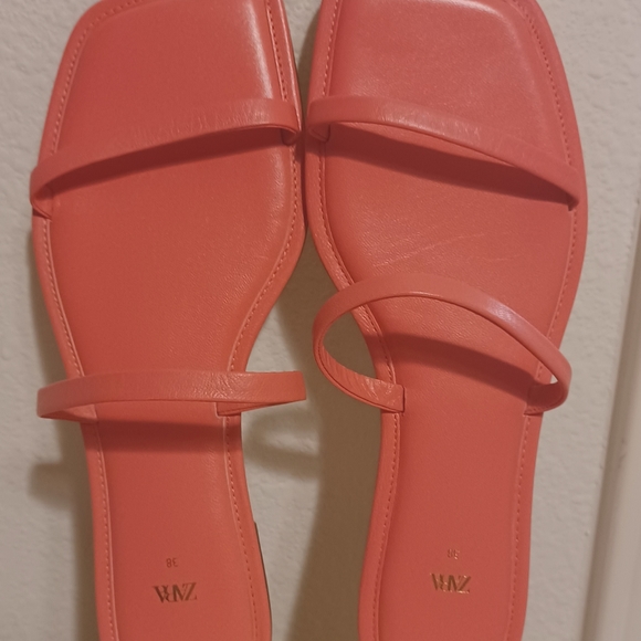 Brand New Zara pink square toe leather sandals.